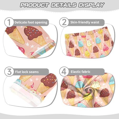 Girls Leggings Cute Ice Cream Star Soft Toddler Leggings for Girls Kids Pants Size 4T-10T3