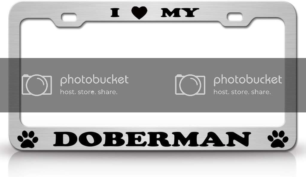 I Love My Doberman Dog Pet Animal Metal Car SUV Truck License Plate Frame Ch/Bl g26