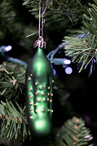 Clever Creations Pickle Christmas Ornament Set Metallic Pickles In Green | 3 Pack | Festive Holiday Décor | Lightweight Shatter Resistant | Hangers Included | 1.5" X 4.5" #TOP4