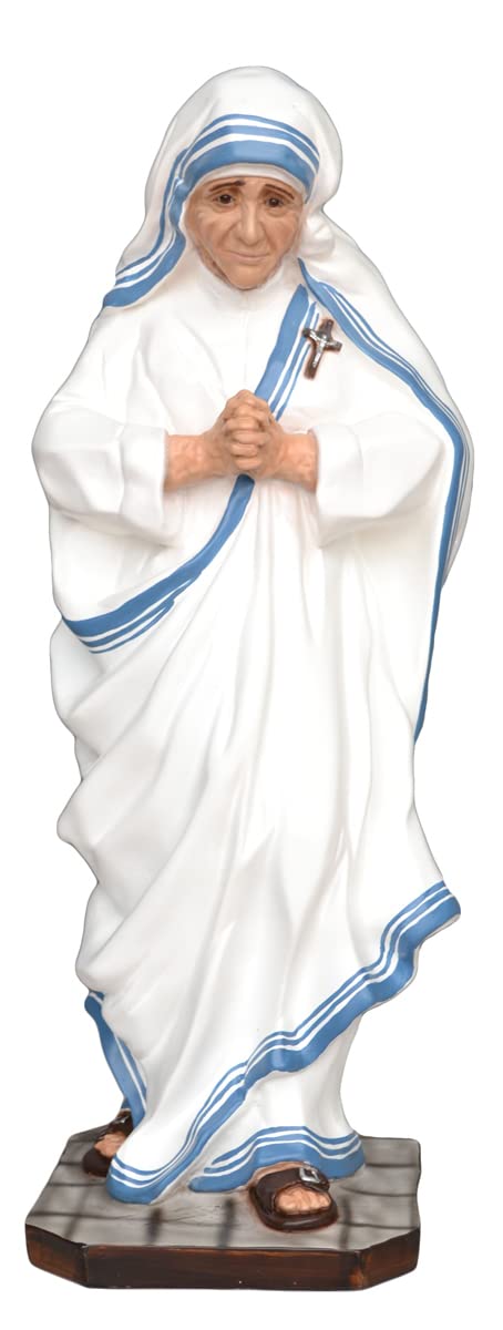 Generico Statua di Madre Teresa di Calcutta in resina cm 60 (23,62'') realizzata a mano e adatta per ambienti interni ed esterni (occhi dipinti)