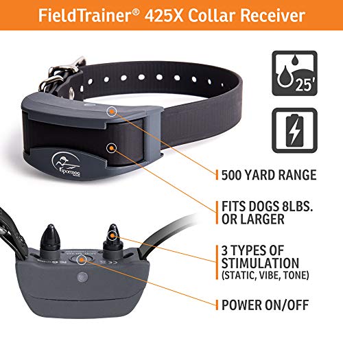SportDOG SD-425X Electric Training Dog Shock Collar with Remote for Small, Medium, and Large Dogs - 500 Yard Range, Vibration, Tone, Up to 21 Stimulation Levels, Waterproof, Rechargeable E-Collar