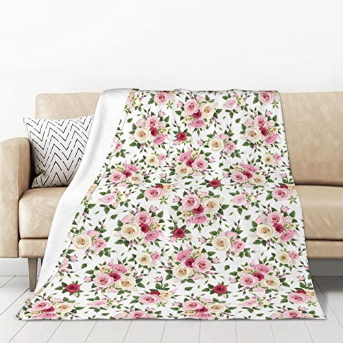 Rose Flowers Large Fleece Throw Blanket 40X60 Inches For Couch And Bed, Soft Warm Flannel Plush Blankets, Lightweight And Decorative #TOP12