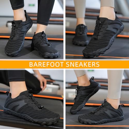 Miniatura 2 de Zdq Barefoot Shoes Minimalistas Sneakers Hombre Mujer Transpirable Ligeras Flexible Puntera Ancha Zapatos Descalzos Trail Running Deportes Casual Fitness Negro 43