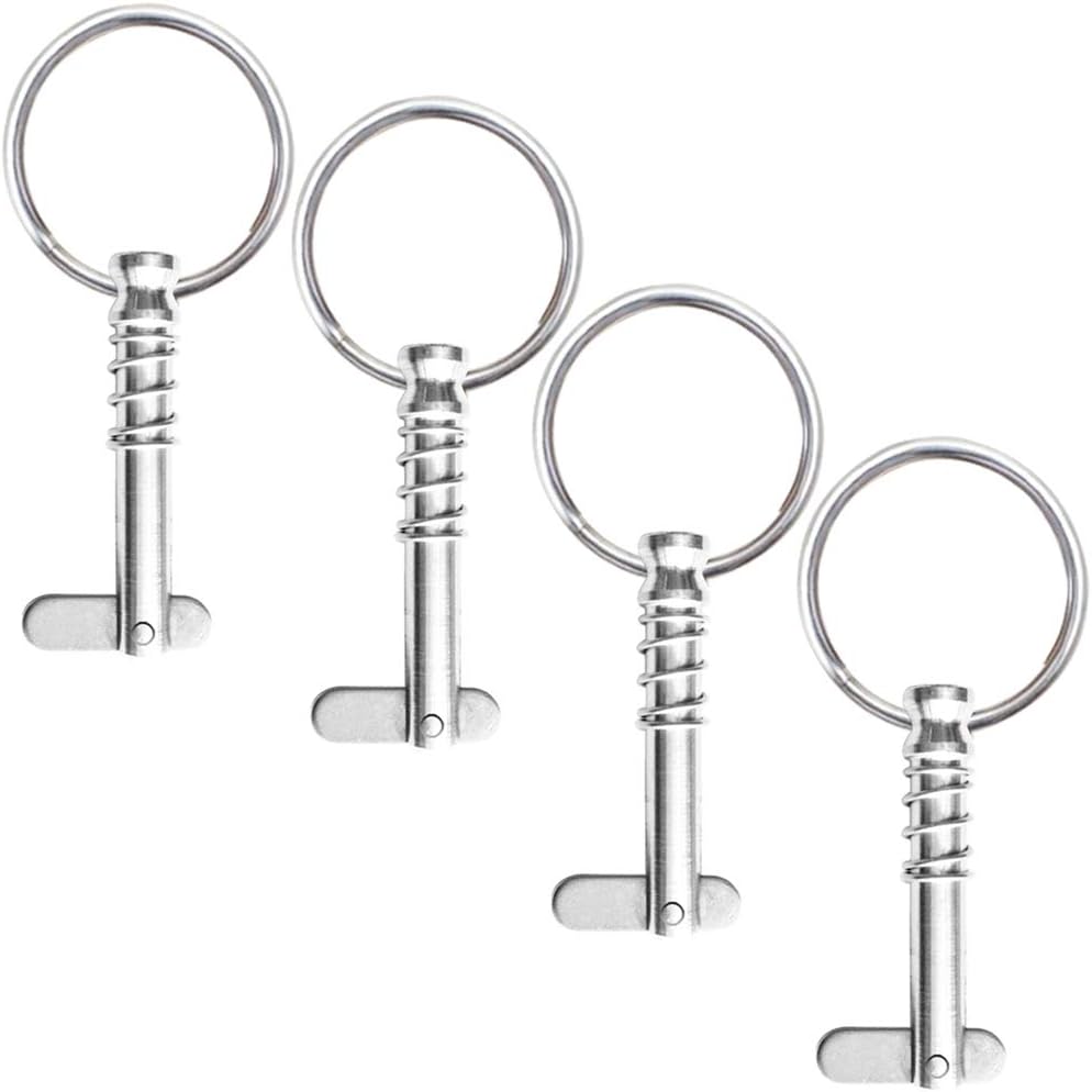 4 Pcs Quick Release Pin 1/4" Diameter w/ Drop Cam & Spring, Usable Length 0.9", Full 316 Stainless Steel, Bimini Top Pins, Marine Hardware