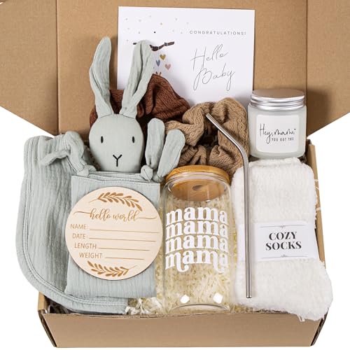 Image of New Mom Gifts & Baby Shower Gifts for Girls, 7-Piece New Mom Gift Basket After Birth, Pregnancy Gifts for First-Time Moms, Expecting Mom - New Mom Care Package After Baby, Postpartum Gifts for Mom