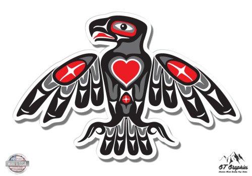 GT Graphics Native American Pacific Northwest Style Tomem Eagle Bird - 5" Vinyl Sticker - for Car Laptop I-Pad - Waterproof Decal