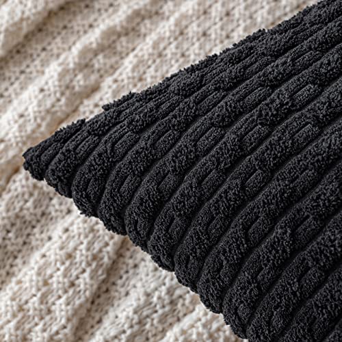 MIULEE Decorative Throw Pillow Covers 20x20 Black Textured Corduroy by MIULEE - Used condition - Image 2