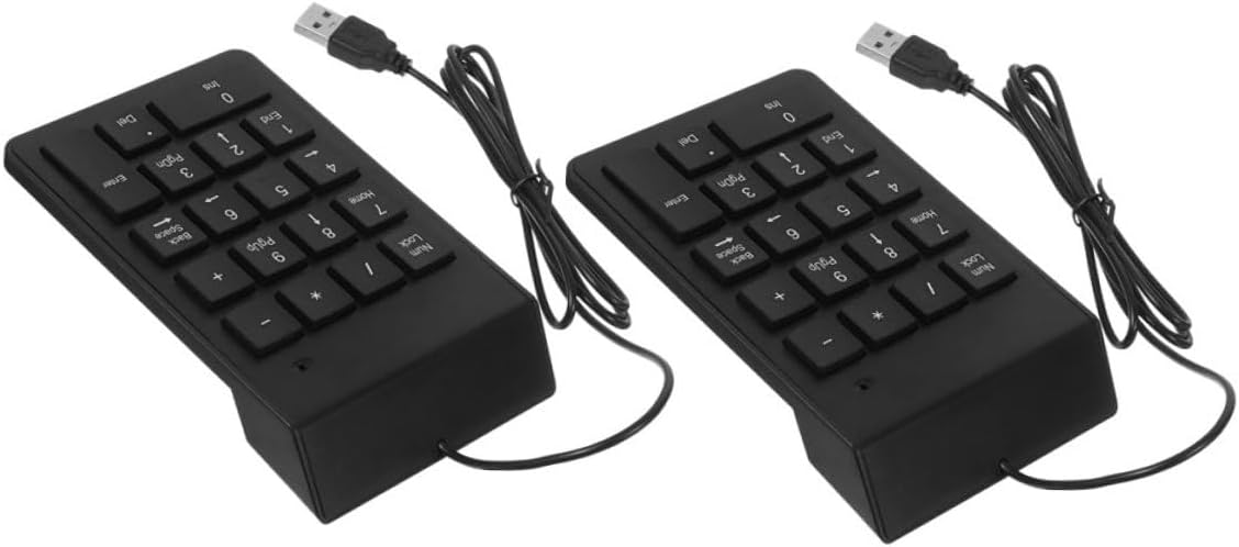 2pcs USB Numeric Keypad 18-Key Number Pad Keyboard Portable Financial Accounting Keyboard for Laptop PC Notebook with Wired USB Interface