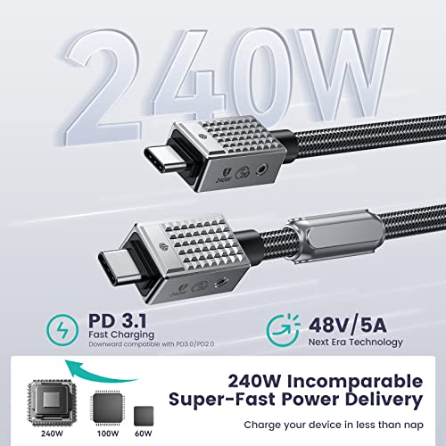 Yottamaster USB C to USB C Cable 0.5m, USB3.2 Charger Cable, 20Gbps Type C Cable, PD240W 48V/5A Fast Charging Cable - Image 2