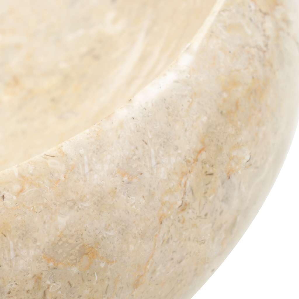 vidaXL Lavabo Mármol Mobiliario para Cuarto de Baño Grifos Decoración Casa Hogar Robusto Elegante Moderno Bricolaje Fontanería Color Crema 40x12cm Piedra Natural