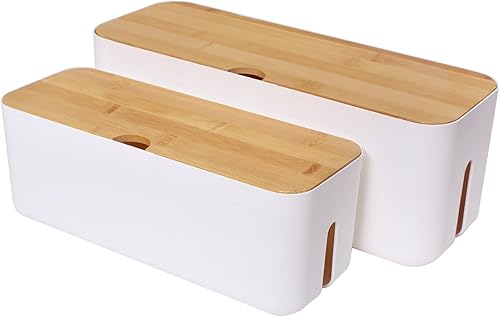 Miniatura 1 de Changsuo Juego de cajas organizadoras de cables para cable de extensión, protector de sobretensiones, organizador de cables para escritorio, hogar,