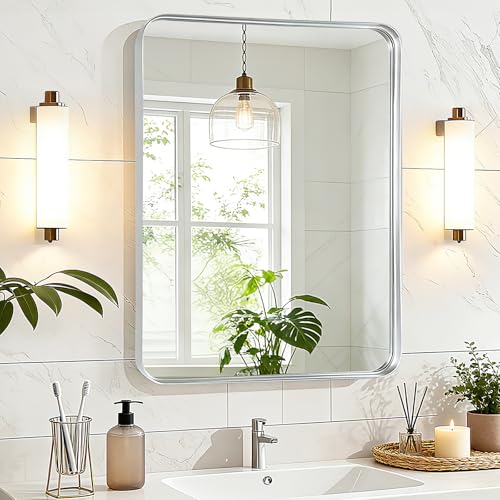 Fabuday Bathroom Mirror - 24x30 Inch Over Sink Silver Wall