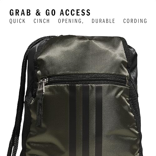 adidas Alliance Sackpack – Drawstring Backpack Small Bag for Men and Women, Olive Strata Green/Black/Silver Metallic/2.0, One Size2
