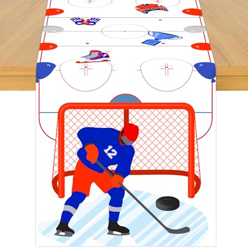 Cheerupp Ice Hockey Table Runner 72x13" Washable Linen