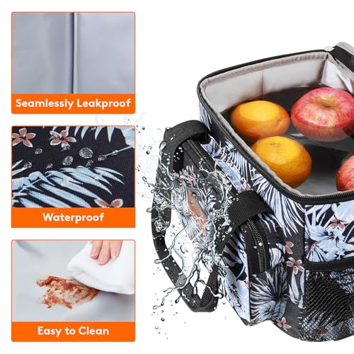 Image of Lifewit Medium Lunch Bag, Insulated Lunch Box, Soft Cooler Cooling Tote for Adult Men Women, Flower 12-Can (9L)