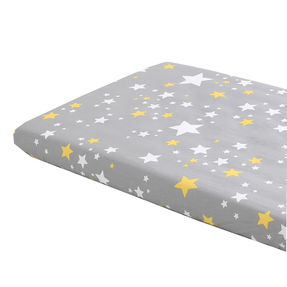 Odot Cot Bed Sheets, Bedside Cribs Fitted Sheets for Boys and Girls, Baby Bed Sheets Cot Bed Mattress Protector, Bassinet Sheets, Easy Care Soft and Dureable (144x74x5cm,Star)