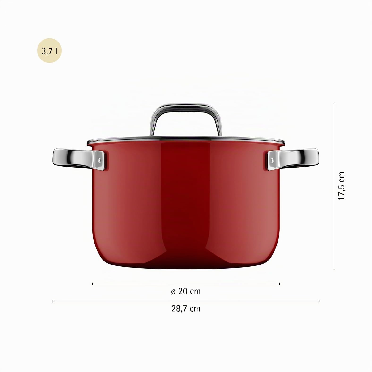 WMF Fusiontec Mineral Pro, Kochtopf mit Deckel, 20 cm, kratzfestes Material, Topf Induktion, für alle Herdarten geeignet, Made in Germany, Passion Red, 0519545290