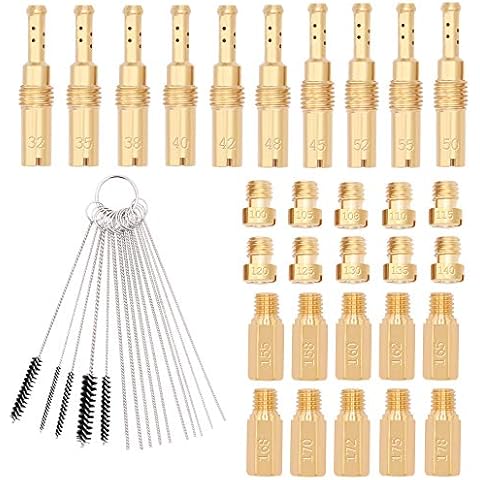 Xaugiry 30 Pcs Carburetor Main and Slow Pilot Jets Kit Set for Motorcycle PWK PE Keihin OKO KOSO CVK Type with Carburetor Carbon Dirt Jet Cleaner Brush Kit Cover