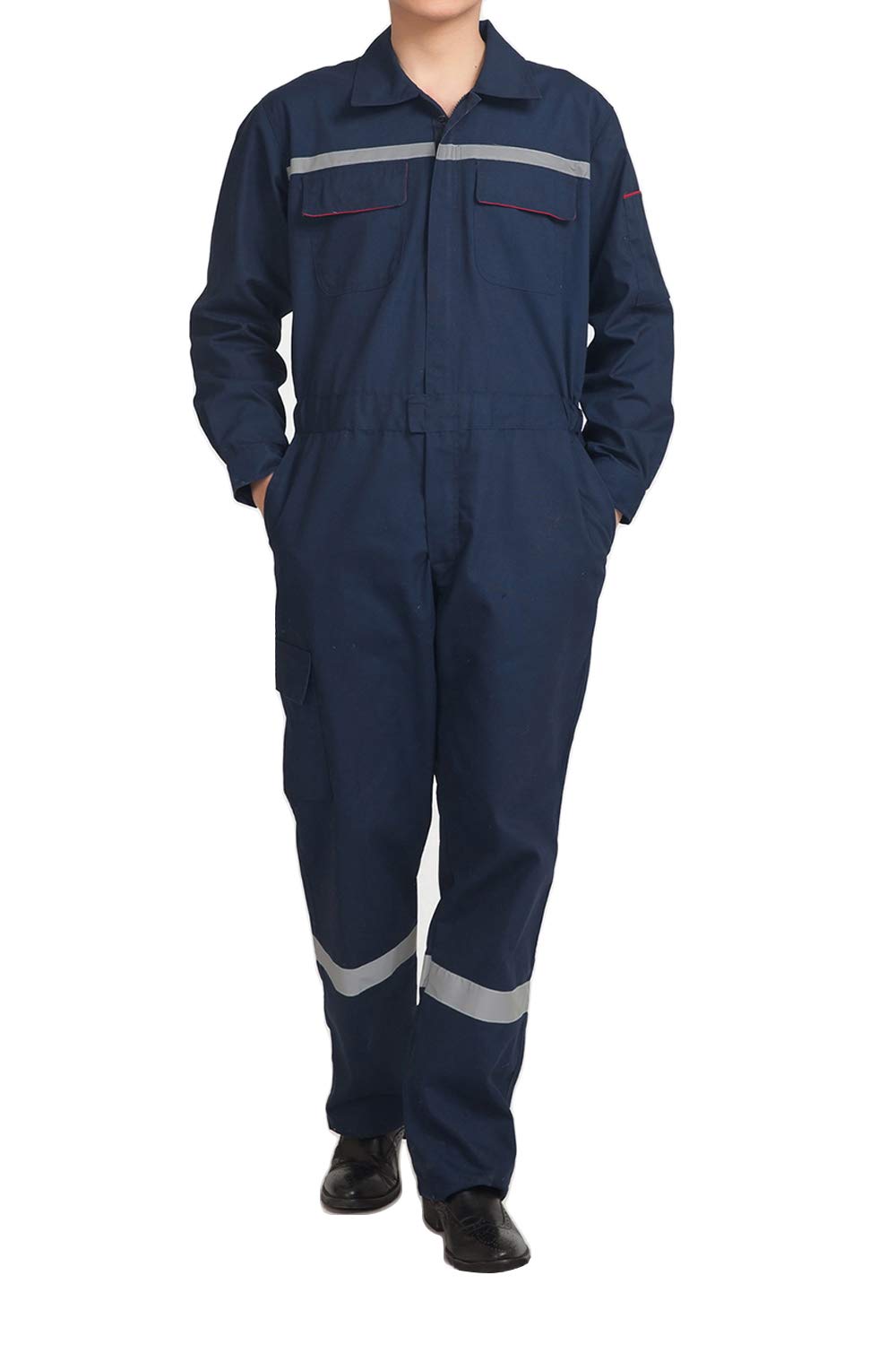 Hakjay Mens Mechanic Coverall Enhanced Visibility Overall Welding Flame Resistant Work Wear Grey