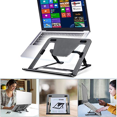 Preisvergleich Produktbild Laptop Ständer Höhenverstellbarer, Ergonomisch Notebook Ständer mit Verstellbar Multi-Winke, Faltbarer Laptopständer für Laptop (10-15"), MacBook Pro / Air, Samsung, Dell, Lenovo, Samsung - Grau