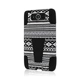 Motorola DROID MAXX / DROID Ultra Case (XT1080 XT1080M), MPERO IMPACT X Series Dual Layered Tough Durable Shock Absorbing Silicone Polycarbonate Hybrid Kickstand Case [Perfect Fit & Precise Port Cut Outs] - Black Aztec