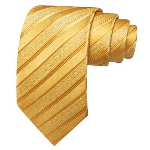 Image of Barry.Wang Man Stripe Ties Set Silk Woven Pocket Square Necktie Cufflinks Formal Party Business