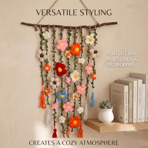 Regalo para mujer de decoración artesanal con flores de ganchillo tejidas 6