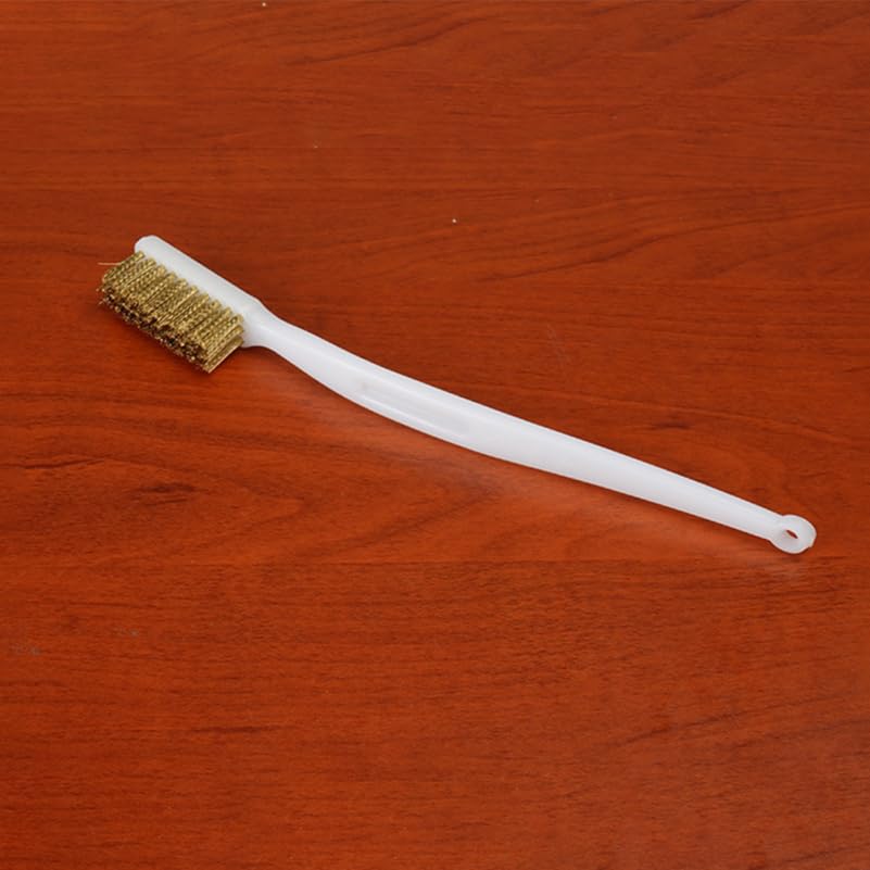 Image of Amosfun Copper Wire Brush with Handle 7.28 Inch Scratch Brush for Cleaning Welding Slag Paint Stains Metal Parts with Hanging Hole Lightweight Wire Set