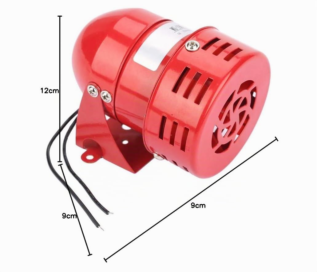 Ejoyous Sirène D'alarme 220 V 120 DB, Sirène électrique Industrielle Rouge, Alarme Sonore pour Maison, Cour, Garage, Jardin, Usine