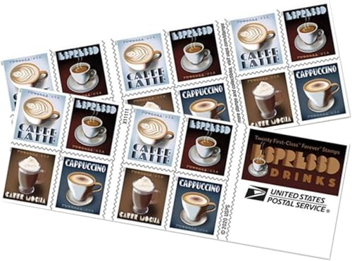 Espresso Drinks US Postage Stamps - Booklet of 20