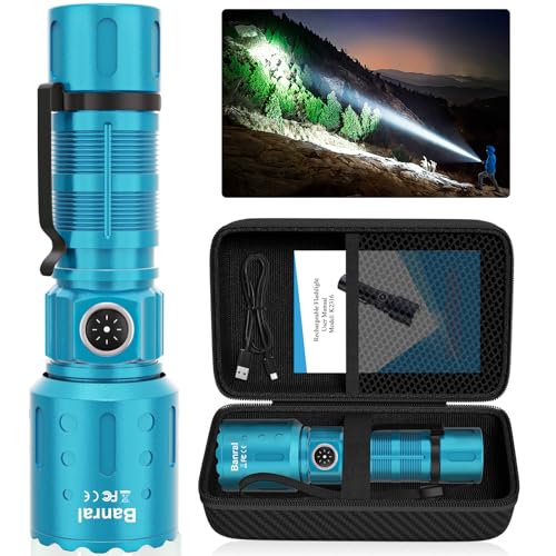 Image of Banral Flashlights High Lumens Rechargeable, Super Bright Long Range Small Powerful Flashlight, 6 Modes LED Tactical Pocket Waterproof Flash Light for Home Emergency (1, Turquoise)