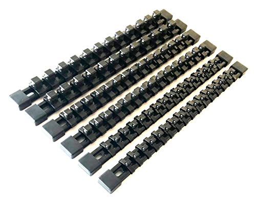 6pc BLACK MOUNTABLE SOCKET RAIL HOLDER ORGANIZER BLACK 1/4