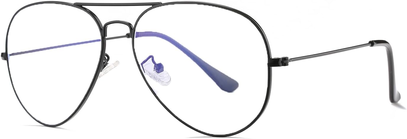 HJSTES Clear Lens Aviator Glasses Blue Light for Women Men Classic Pilot Frame Non-prescription Eyeglasses
