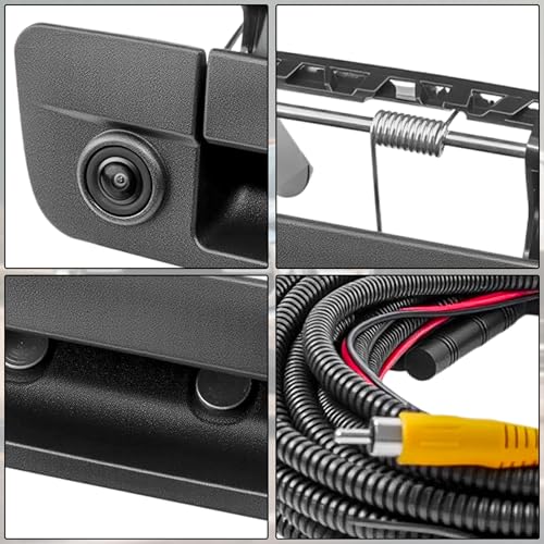 Image of PartsFlow Tailgate Handle Backup Camera Rear View Compatible with 2009-2017 Dodge Ram 1500 2500 3500 Back Up Camera RCA Connector with Key Hole