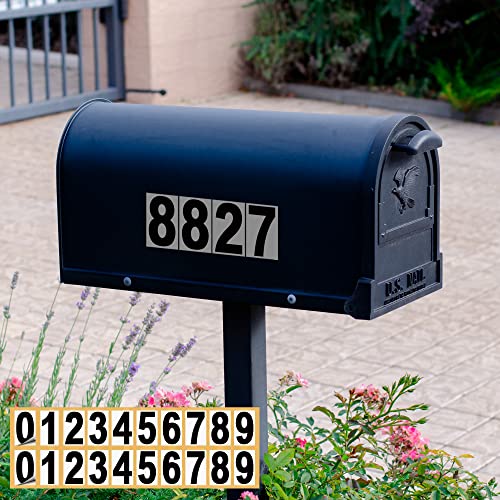 iSYFIX Black Vinyl Numbers Stickers – 2 Sets 3 inch - Premium Decal, Reflective Background, Pre-Spaced for Mailbox, Signs, Window, Door, Cars, Trucks, Home, Business, Address, Indoor & Outdoor
