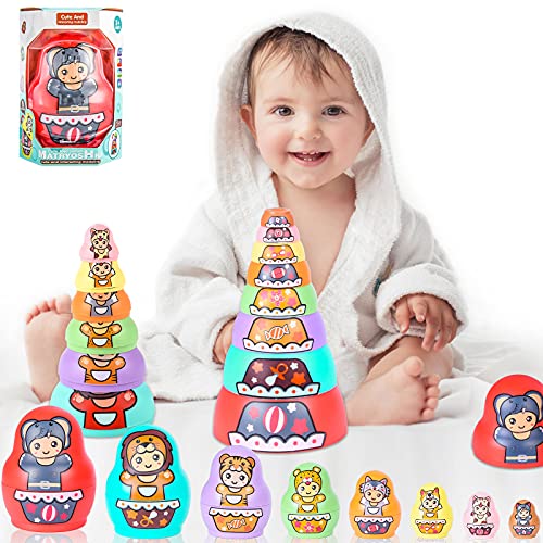 Herefun Tasses à Empiler, Poupées Gigognes Empilables, Gobelet Empilable Jouet, Matriochkas Poupee Russes, Bébé à Empiler Jouet de Trier et à Empiler pour Enfants Jouet Anniversaire Noël an Cadeau