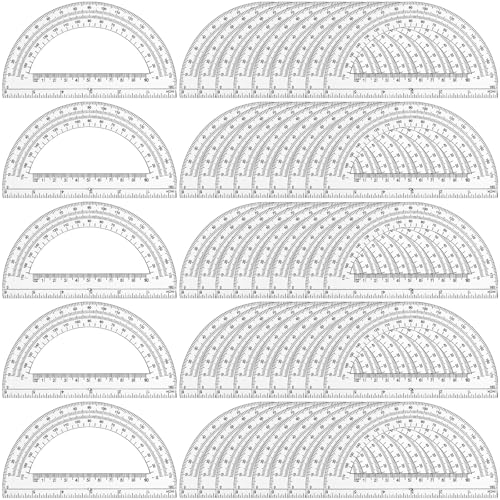 Nicunom 50 Pack Plastic Protractor, 6 Inch Math Protractors 180 Degrees Clear Protractor for Geometry Student Classroom School Office Supplies