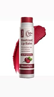 Beautiqra Beetroot Lip Balm, Tinted, SPF 50+ PA+, Lip Brightening, Moisturizes and Reduces Pigmentation