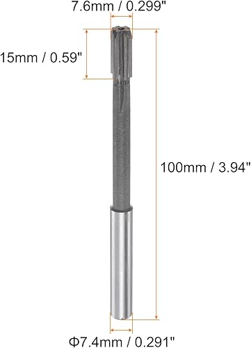 Miniatura 2 de Escariador de mandril de 0.299in H7 punta de carburo recta, vástago redondo, fresadora