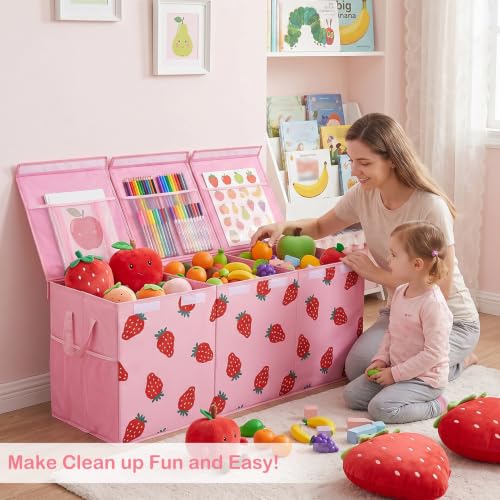 Image of Toy Box with Adjustable Divider Large Toy Chest Storage for Nursery Kidroom