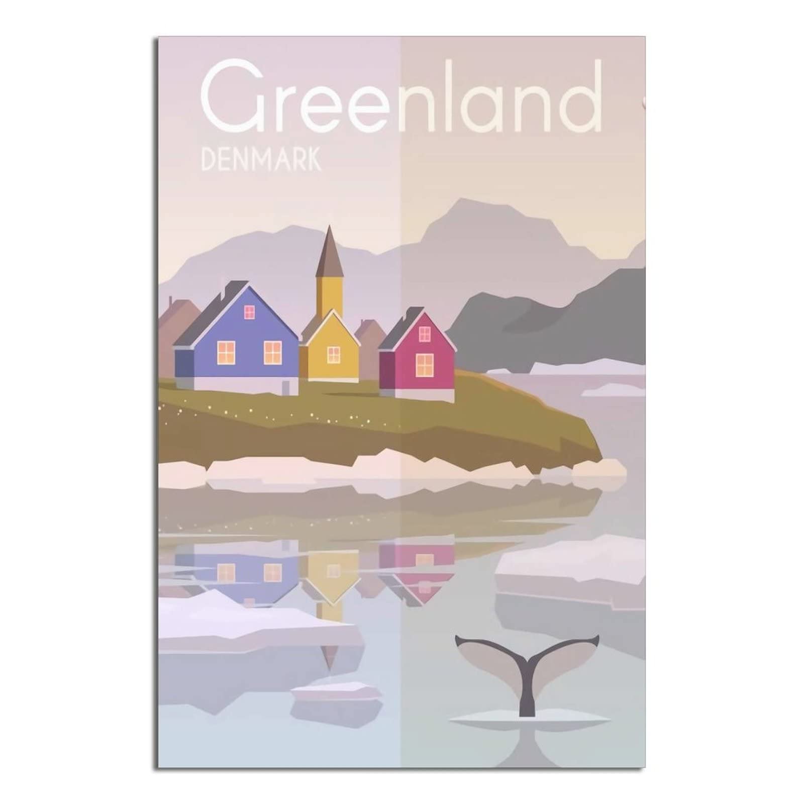 Kziwq T356 Metal Tin Sign Greenland Denmark Landscape Vintage Travel Tin Sign Vintage Rustic Decor Cave Coffee Shop Bar Bedroom Home Wall Decor Nostalgic Tin Sign 15X30cm