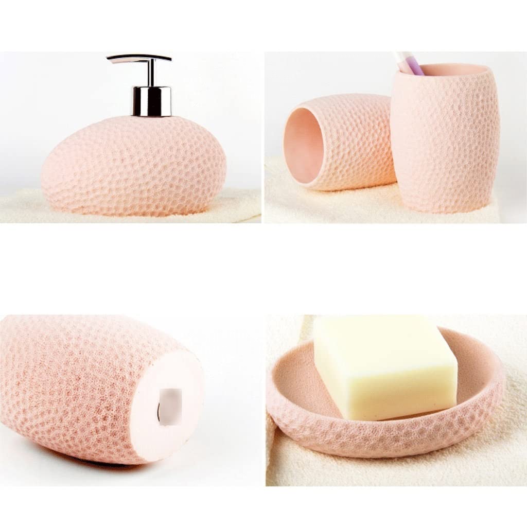 Dispensador de jabón, dispensador de loción de Resina para el hogar, Juego de 4 Piezas de Accesorios de baño, Linda Botella de Bomba de baño 50ml/15.2oz