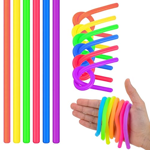 50 Pack Monkey Noodles - Fidget Stretchy Sensory Toys for Kids and Toddlers - Autism Sensory Products - Stretchy String - Party Favors for Kids - Treasure Box Toys for Classroom and Easter