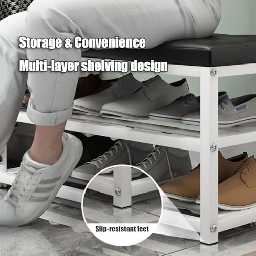 Meuble à chaussures avec assise confortable et structure métallique noire - 5