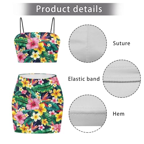 Image of Biyejit Women's 2 Piece Summer Outfits Spaghetti Strap Crop Tops and Bodycon Mini Skirt Dress Set Plus Size S-4XL