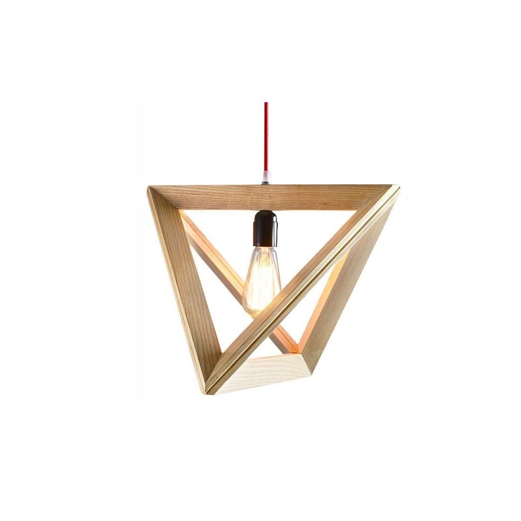 LEOSHI Lámpara de araña de Madera, Marco de Madera Triangular, decoración para Comedor, cafetería, Sala de Estar y Dormitorio Made in China