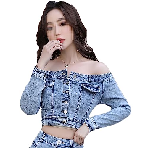Sexy Off Shoulder Denim Short Jacket For Women Summer Long Sleeve Vintage Crop Outwear