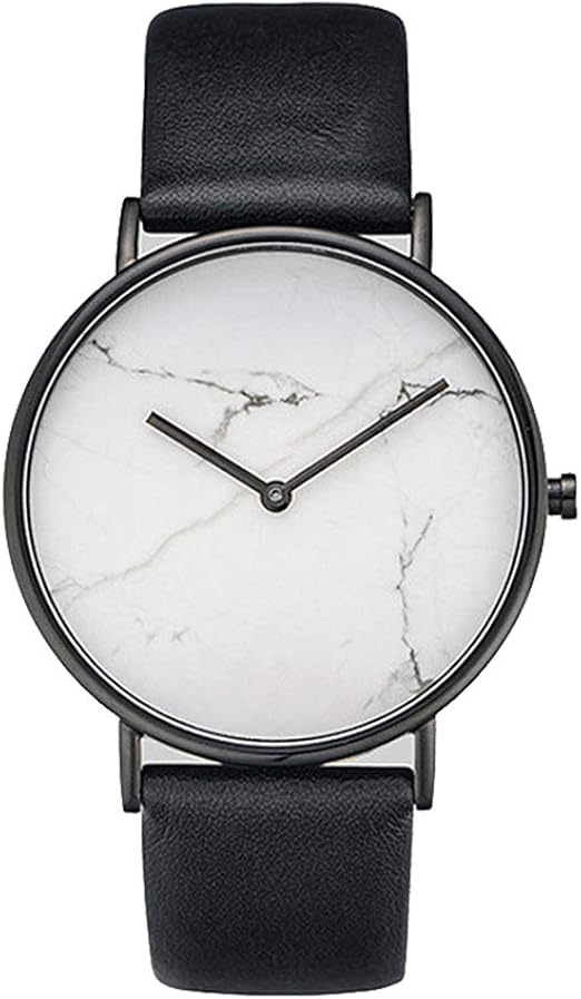 NaiCasy, orologio da polso unisex, alla moda, con quadrante in marmo e  cinturino in pelle, stile casual, con superficie bianca e nera : Amazon.it:  Orologi
