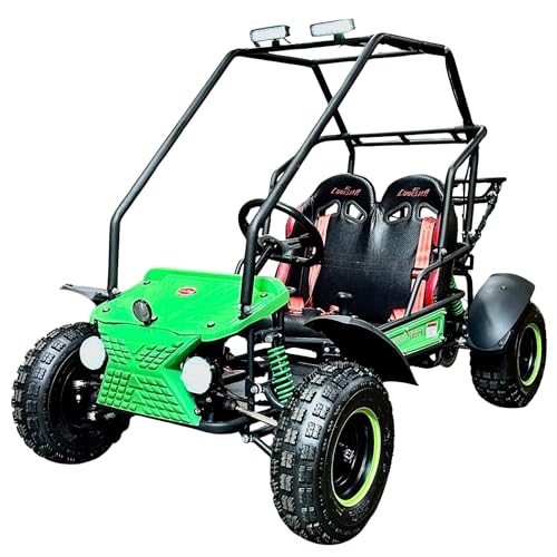 Venom Ultimate 125CC Premium 2-Seater Go Kart GK-6125B – Automatic with Reverse, LED Headlights, Safety Speed Governor, Kids & Adults Off-Road Buggy (Green)