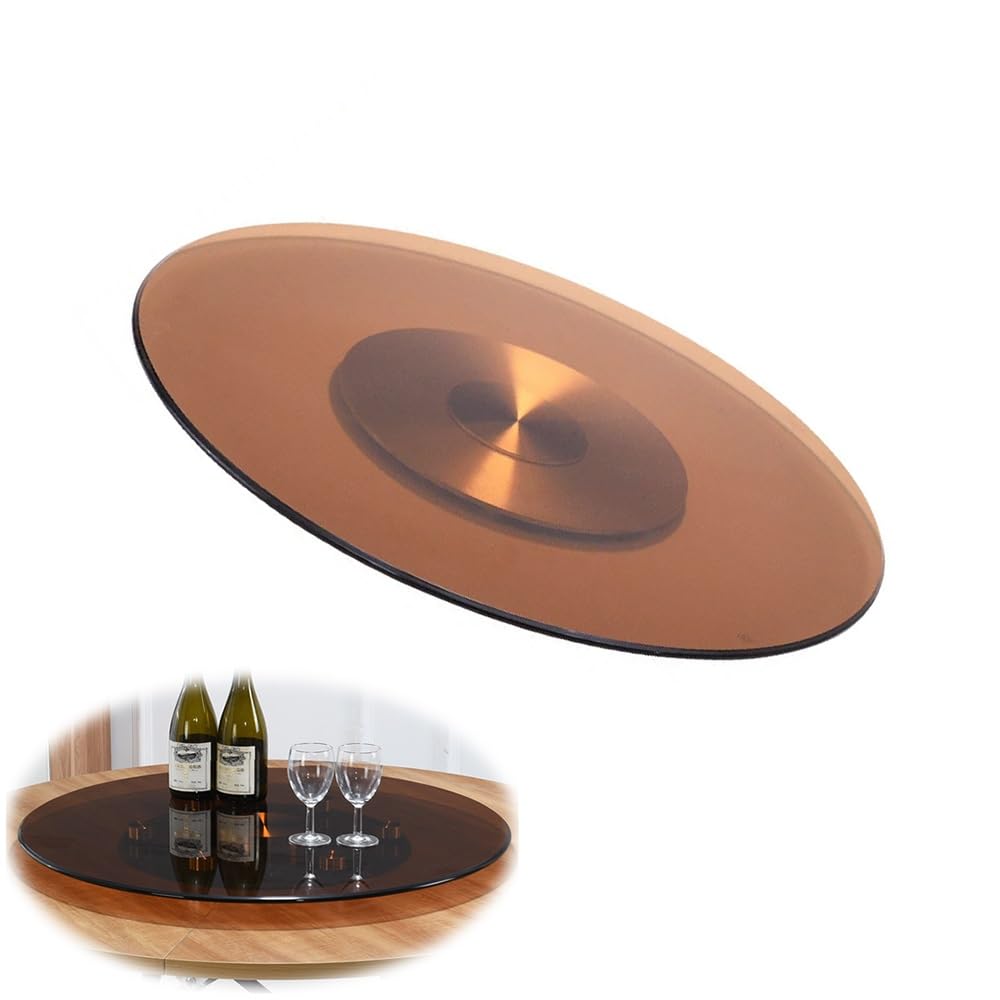 Plateau Tournant Rond en Verre Brun pour Table À Manger (27 Et 32 Pouces), Facile À Vider, Idéal pour Les Dîners De Famille, Les Fêtes Et Les Mariages (100 Cm/40 Pouces)
